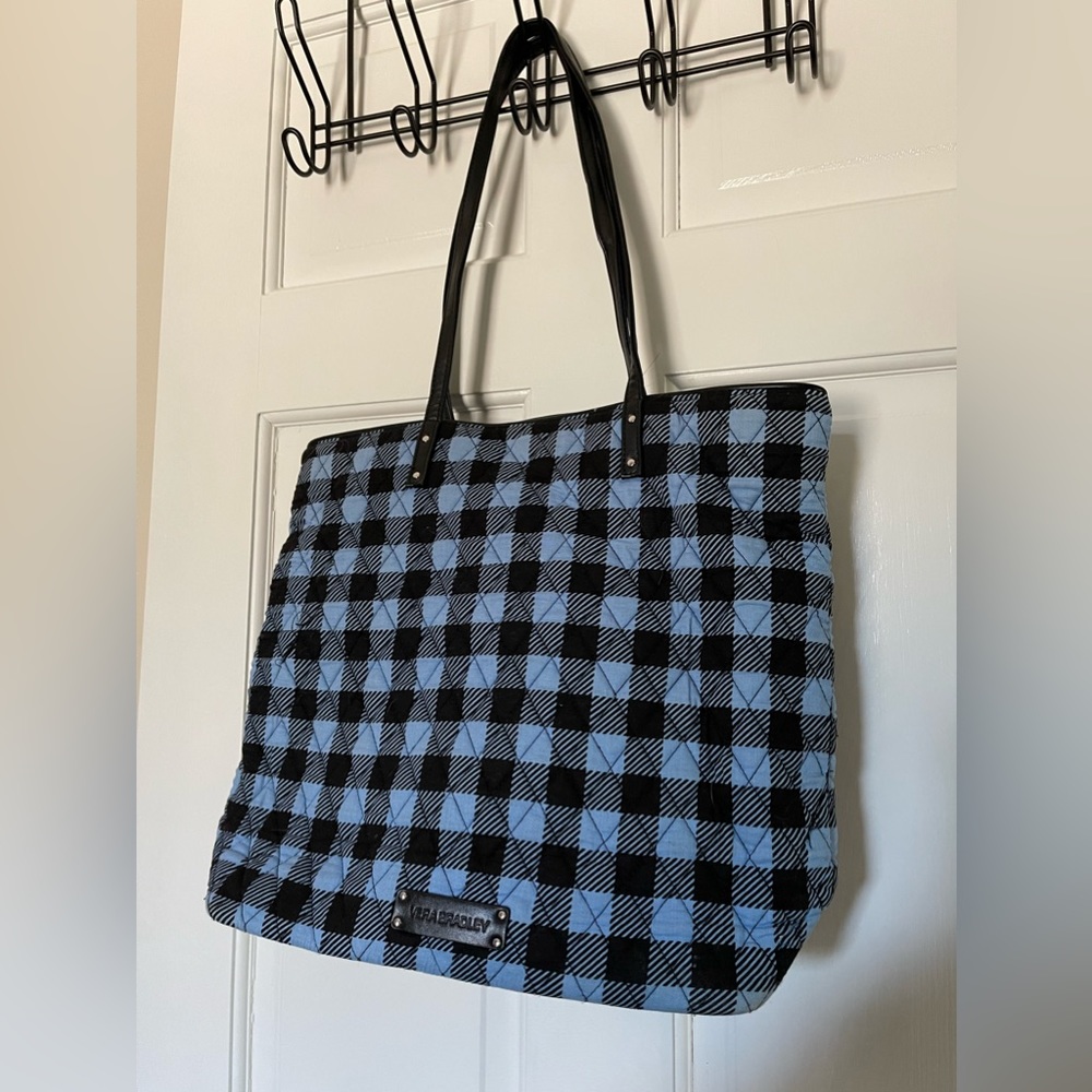 Vera Bradley Small Blue and Black Checkered Tote